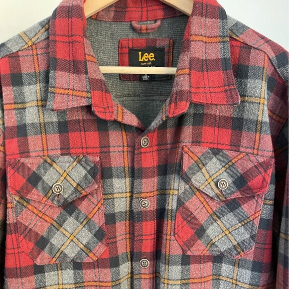 Lee Mens Flannel Shirt Jacket XL Plaid Thermal Lined Shacket Rugged Cabincore - Picture 4 of 11
